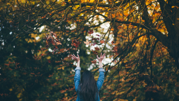 Girl enjoying Autumn