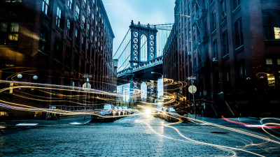 Light painting on New York streets