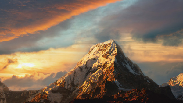 Mountain peak covered with snow
