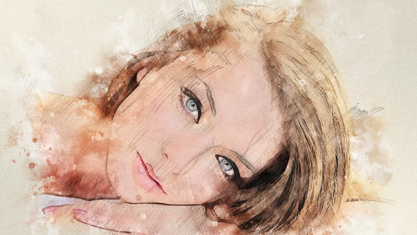 Painted portrait of a beautiful girl