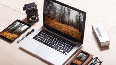 iPad, MacBook, iPhone & vintage camera