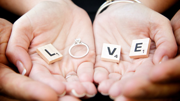 Love with scrabble letters
