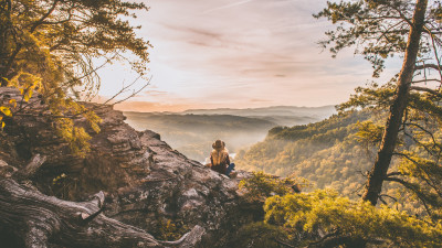 Lucky girl in perfect landscape