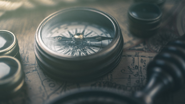 Retro map and compass
