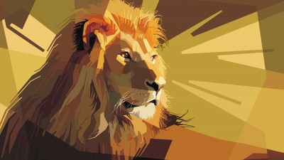 Digital drawing of a lion male