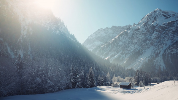 Cottage in Winter landscape